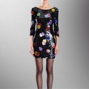 DOLCE & GABBANA Black Sequin Dot Cocktail Dress SZ 8